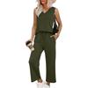 Women's Casual Fashion Sleeveless V-Neck Loose Wide Leg Pants Set