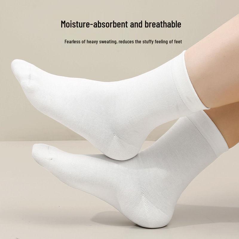Odor-Resistant Unisex Disposable Socks for Autumn & Winter Travel - Black Mid-Calf