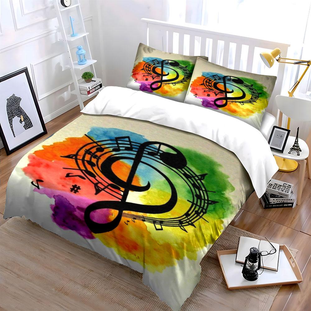 Musical notes with rainbow. Bedding sets Duvet cover sets Duvet covers Pillowcases(1 * Duvet Cover 2 * Pillowcases without duvet insert)