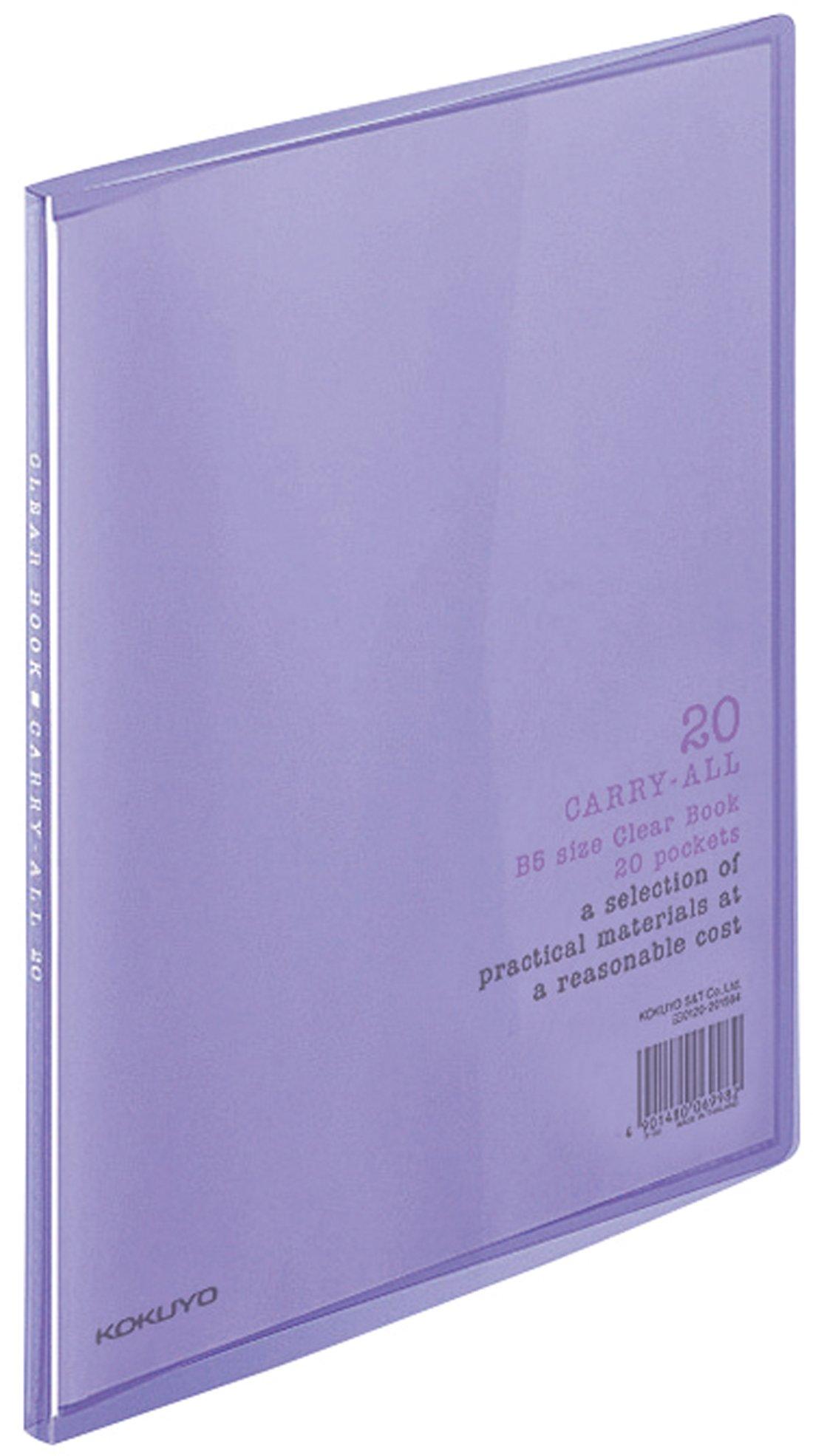 Kokuyo File Clear Book Fixed 20 Carry-All, Type, B5, Pockets, Purple, La-5V