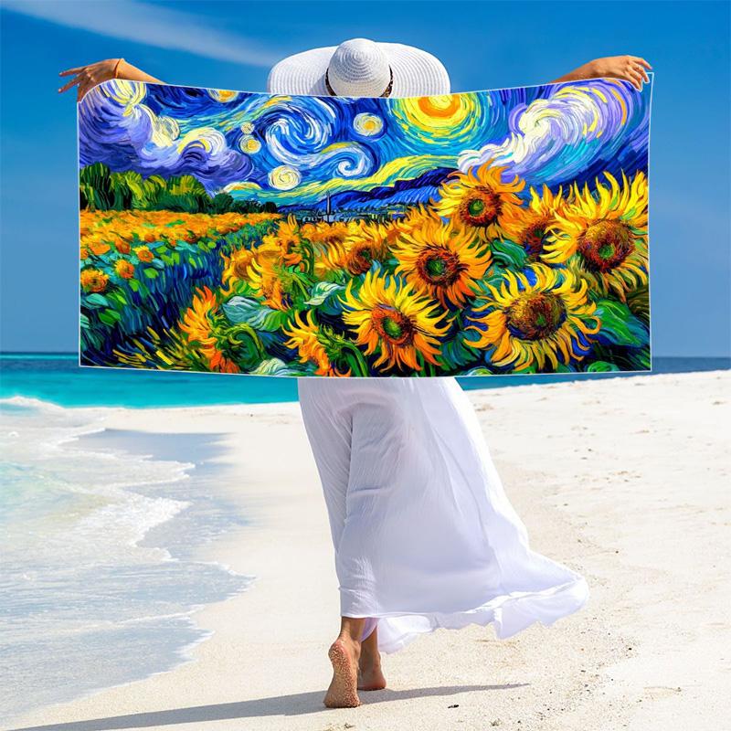 Painting Art Print Beach Towel, Large Soft Quick Dry Towel for Beach Camping Swimming