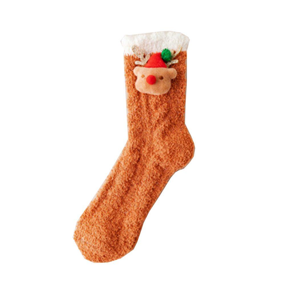 Christmas gift Comfortable Women Santa Claus High socks Cute Coral fleece Stocking Winter Warm