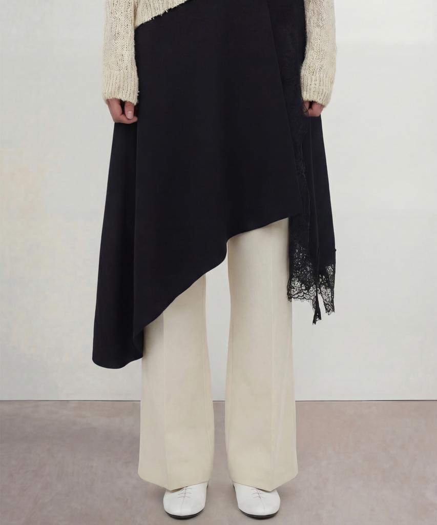 Nomer Asymmetrical Lace Slit Skirt Black