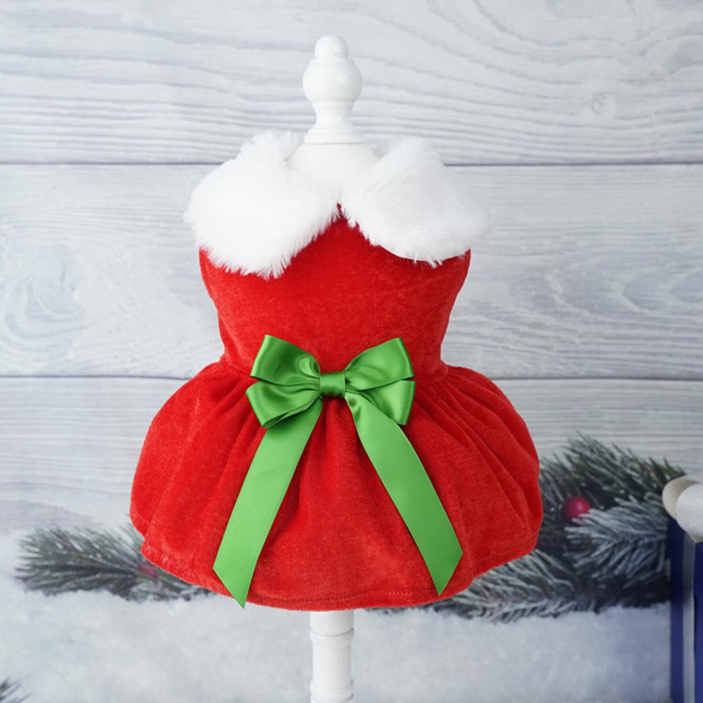 Small Pet Red Skirt Suit Soft Christmas Outfit Cute Winter Dog Cat Clothes Comfortable Easy To Clean Christmas Dress Up Supplies