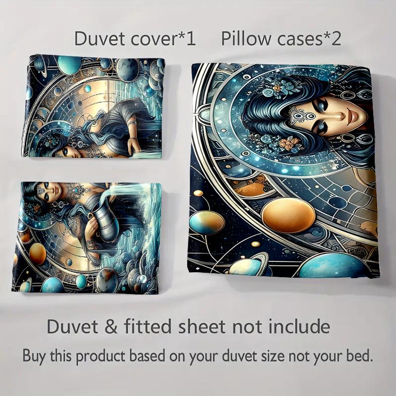 Celestial woman illustration. Bedding Duvet cover sets Duvet covers Pillowcases gifts (1 * Duvet Cover 2 * Pillowcases, without duvet insert)