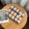 Korean version ins soft waxy imitation cashmere double-thread plaid scarf women's winter color matching versatile warm student knitted scarf