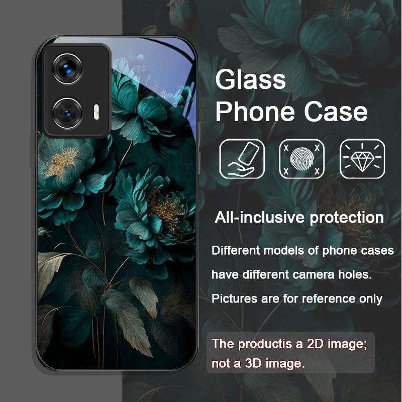 

Чехол из закаленного стекла с винтажным цветочным принтом пионов для Motorola Moto Edge 50 Fusion 40 Neo 30 Pro G85 G84 G75 G55 Motorola Moto G85