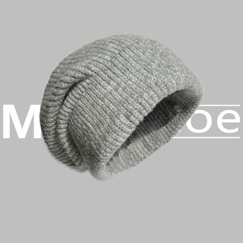 Big Head Circumference Wool Hat Women's Winter Warm Ear Protection Loose Face Small Korean Knitted Pile Cold Hat