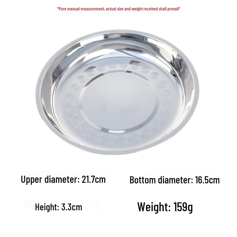 Food-Grade Stainless Steel Multi-Purpose Plate: Ideal for Soup, Dinner, Fruit, Steaming, and Household Use.