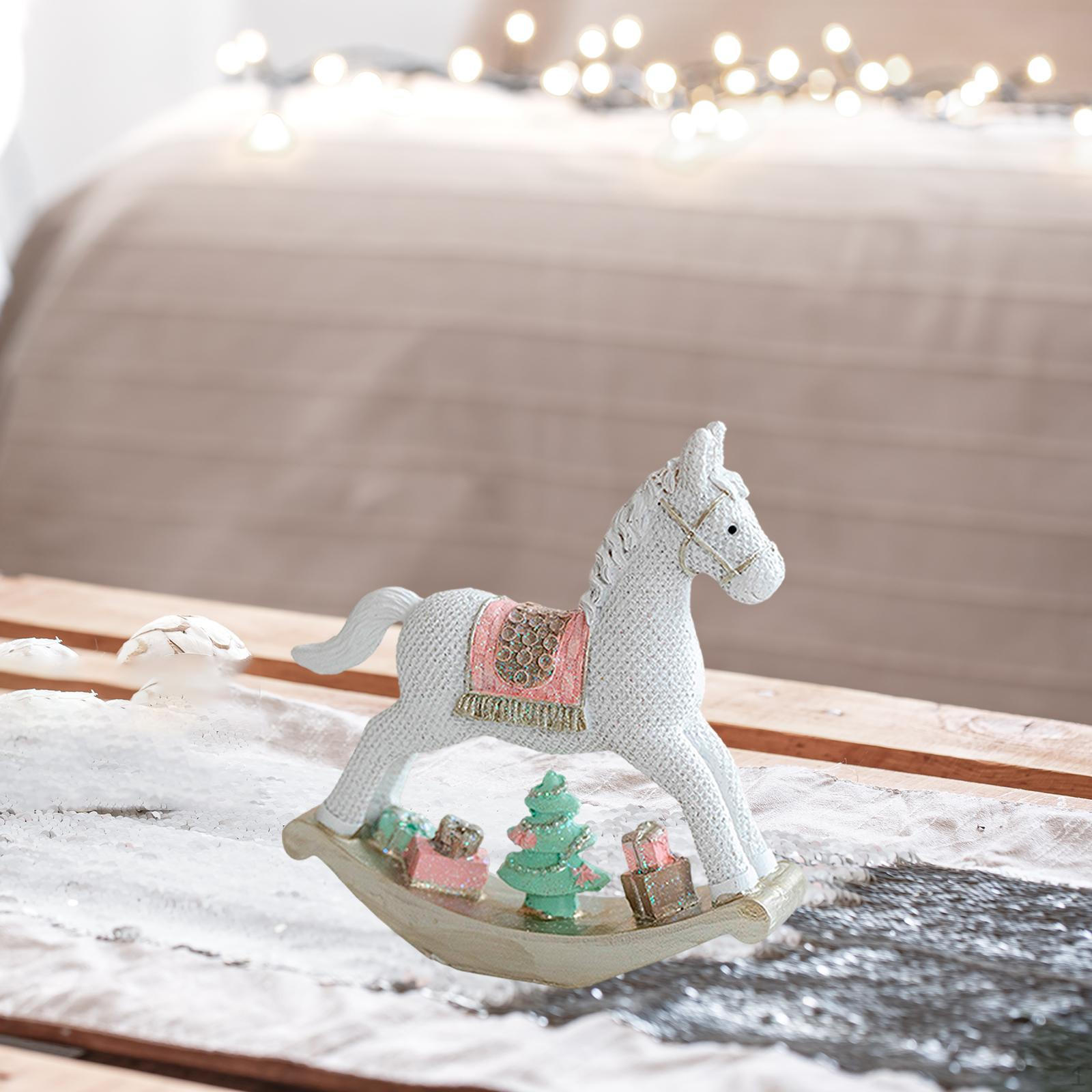 

Рождественская фигурка из смолы, центральный элемент для дома и офиса White Small Horse