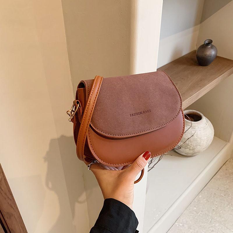 Elegant Pu Leather Shoulder Crossbody Bag For Women Urban Minimalist Small Saddle коричневый