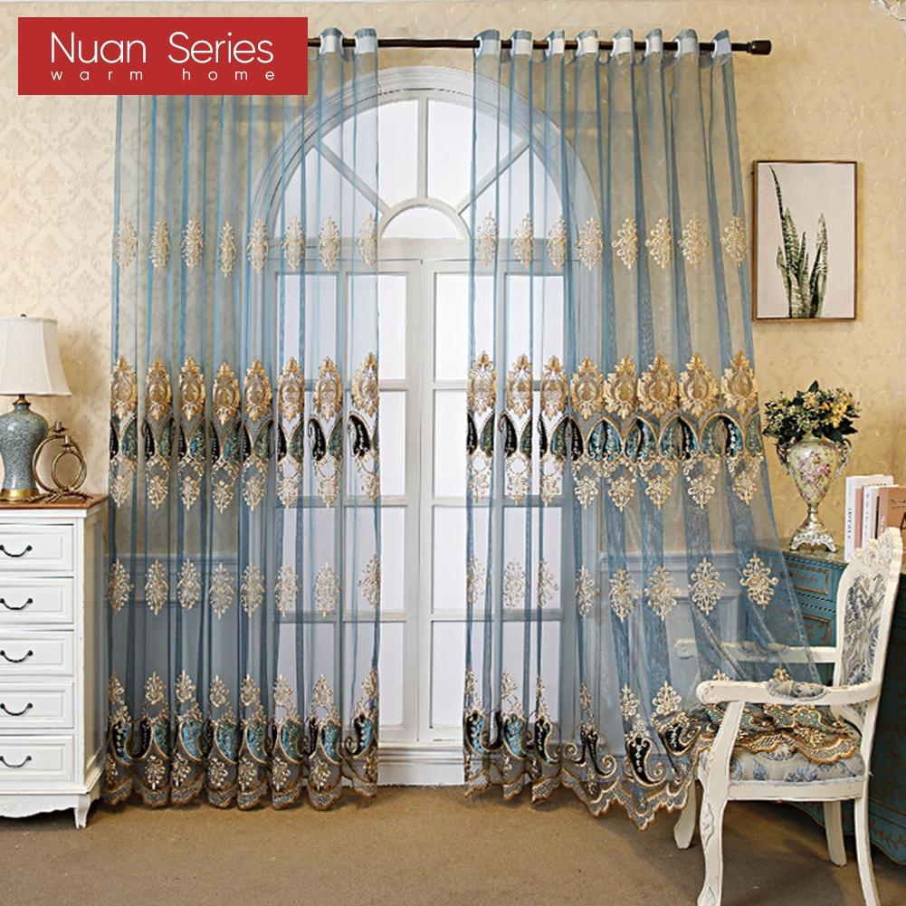 1PC Nuan Series 10-20% Blackout European High-end Embroidered Sheer Curtain for Living Room Bedroom Home Decor