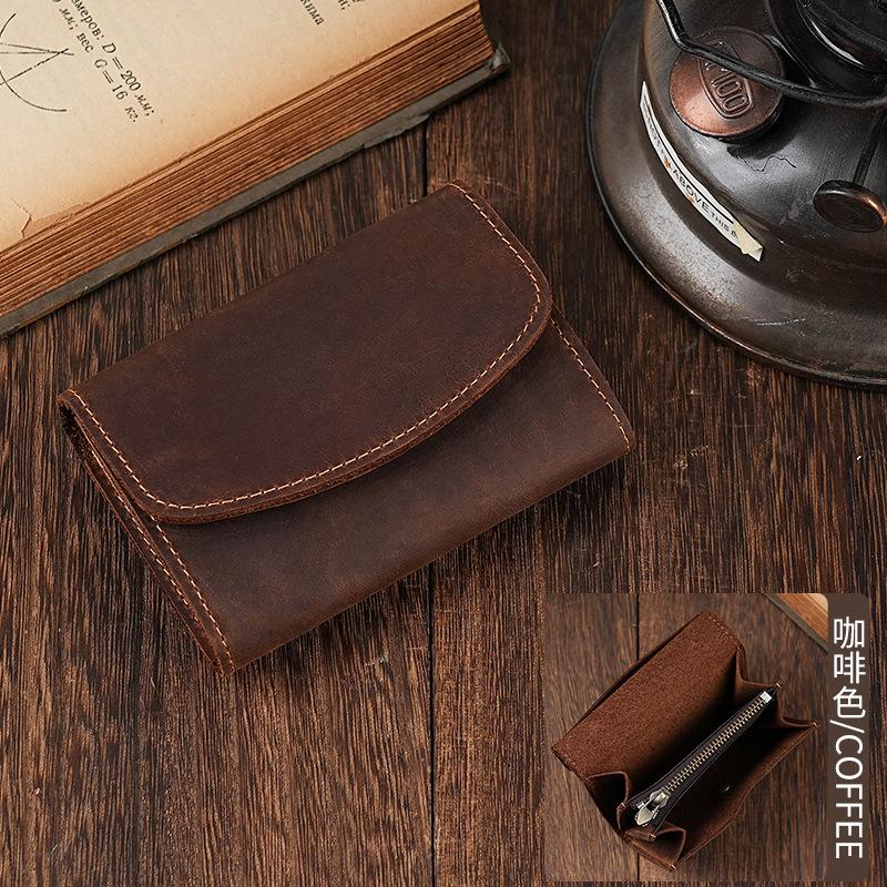 Pickup Card Bag, Men's and Women's Business Card Holder, Ultra-light Retro Cowhide Card Bag, Business Card Bag, Zipper Coin Change Bag.