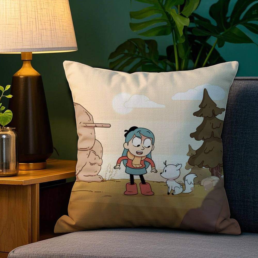 

Cartoon H-Hilda Pillow Case Anti-dustmite Pillowcase Invisible zipper silky Sofa cushion cover 12x12Inch