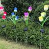 Stainless Steel Solar LED Light Waterproof Modern Lawn Lamp Creative Simulated Tulip Rose Flower Lamp Christmas