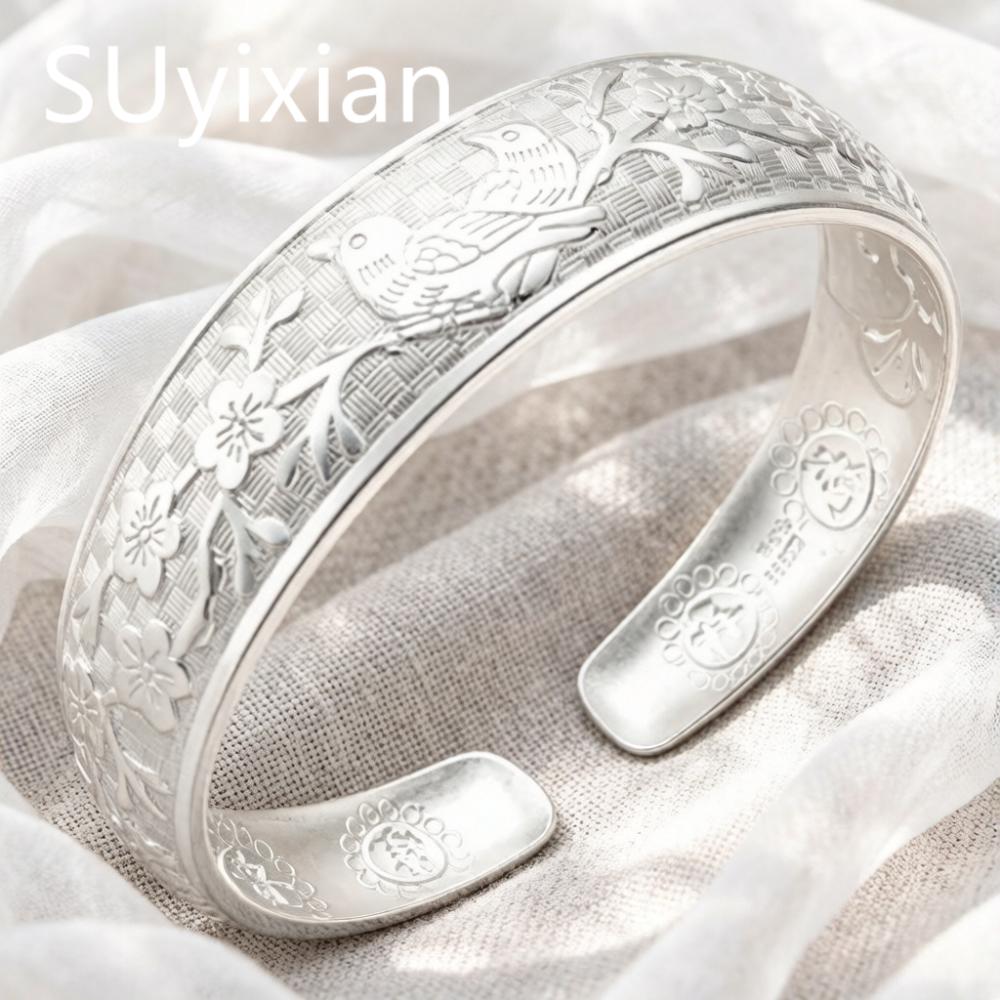 925 Sterling Silver Fashion Exquisite Magpie Plum Blossom Branch Bracelet Birthday Party Anniversary Gift Ladies Jewelry