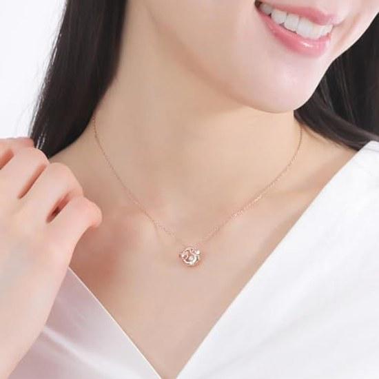Hello Kitty Dancing Stone Necklace 40cm Sanrio Characters Silver 925 Surgical Stainless Steel Cubic Zirconia Apple Leaf Swinging Pink Anniversary Gift