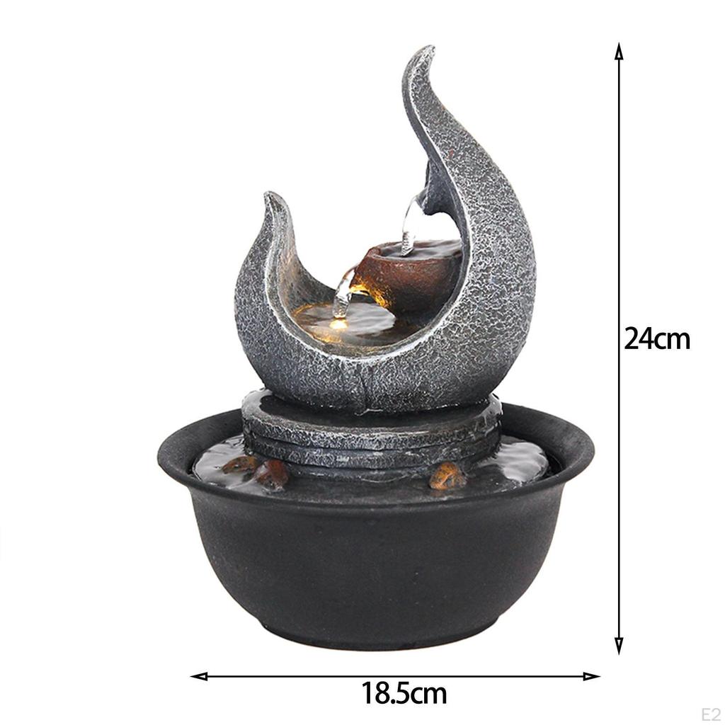 Indoor Water Fountain Waterfall Meditation with LED Lights Portable USB Tabletop Fountains for Desk