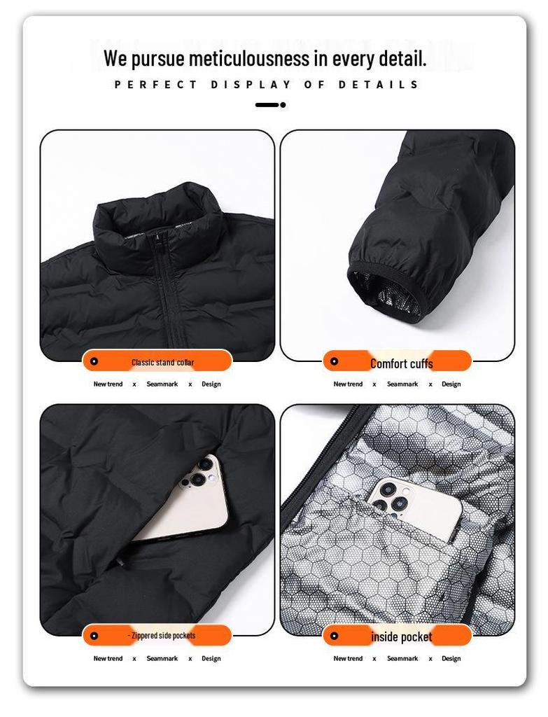 Men's Lightweight Graphene White Duck Down Winter Jacket - Warm, Casual, Outerwear