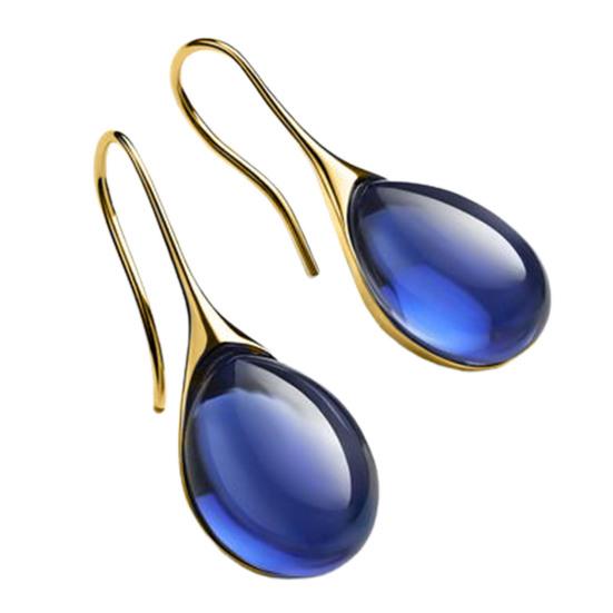 1 Çift Kadın Küpe Su Damlası Şekli Sahte Kristal Şeffaf High-end Damla