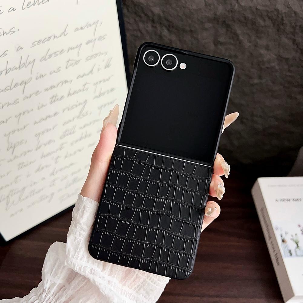 

Pebbled and crocodile-patterned plain leather phone case For Samsung Galaxy Z Flip7 flip 7 Camera Protect Cover Galaxy Z Flip 7