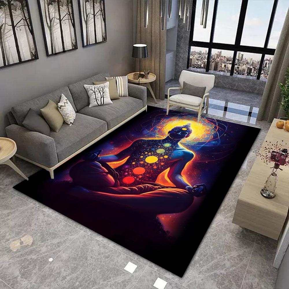 Yoga Meditation Carpet Rainbow 7 Chakra Living Room Decoration Floor Mat Home Bedroom Non-slip Kitchen Rug Bath Washable Doormat
