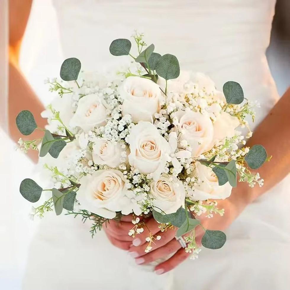 Artificial Eucalyptu Leaves Stems Eucalipto Branch Carrying Fruit Floral Bouquets Wedding Holiday Greenery Home Room Table Decor