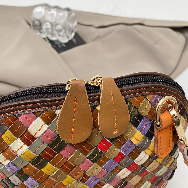 Leather Woven Schoolbag Multi-color Design Personalized Women's High-quality Messenger Bag Single Shoulder Trend Street Fashion