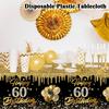 1pc Black and Gold Disposable Plastic Tablecloth for 30th, 40th, 50th, 60th Birthday Party Decorations Family Gathering