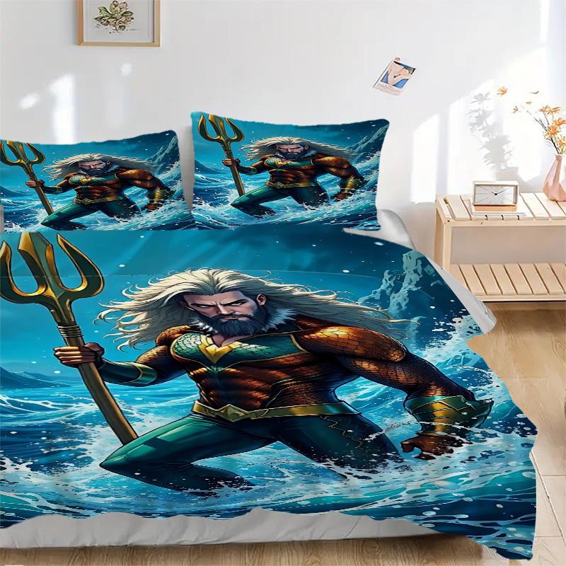 

3pcs Trident, Aquaman Cover Set,Soft Comfortable Duvet Cover,Guest Room (1*Duvet Cover + 2*Pillowcases, Without Core) yy251024135 135x200cm