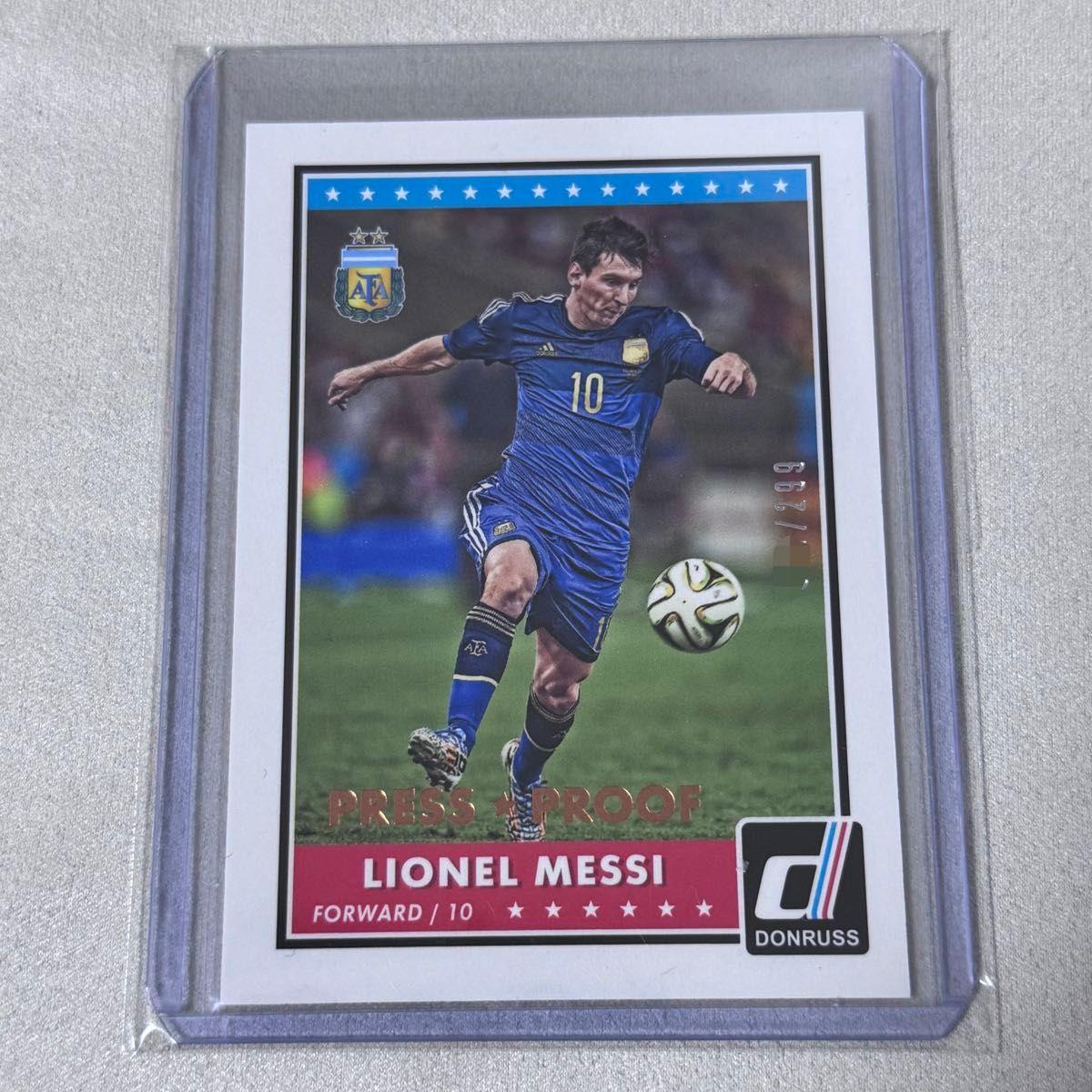 Used /299 Lionel Messi 2015 Panini Donruss Press Proof Argentina Soccer