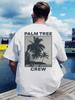 Vintage Palme Crew Rückendruck T-Shirt - Leichtes atmungsaktives Sommer-Tee für den Strand