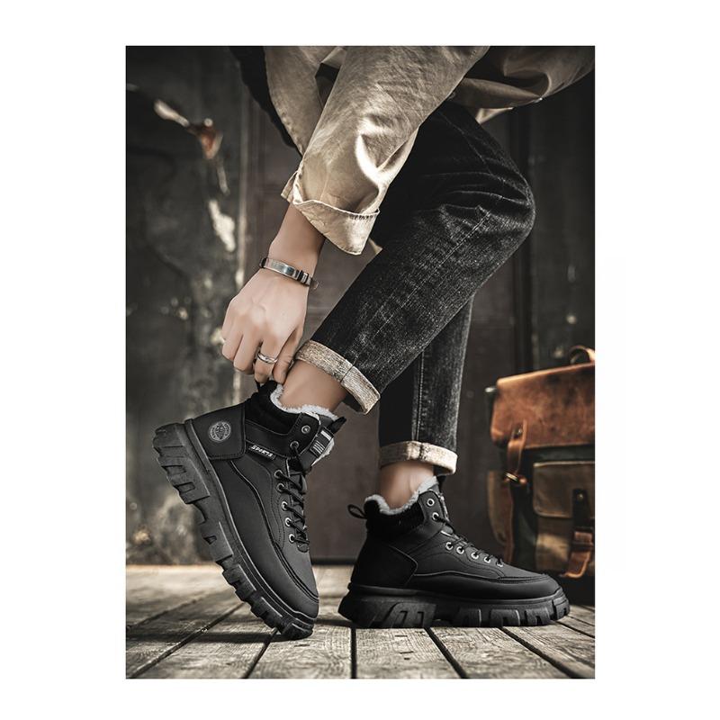 Men Winter Warm Fleece Lined Thick Sole High Top Casual Work Boots