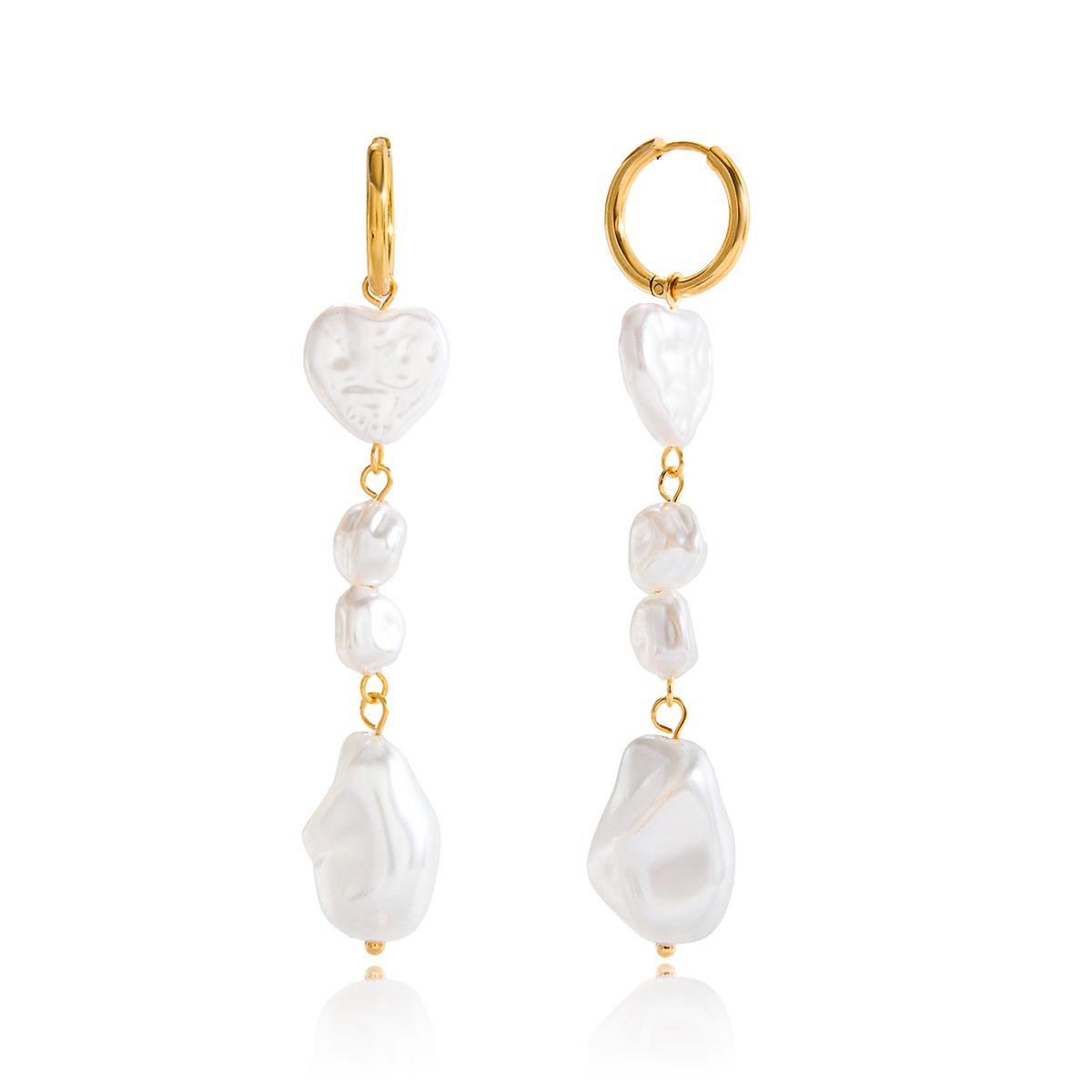 

Yori Korean Style Simulated Pearls Geometric Stud Earrings Golden Stainless Steel Attractive Chic Waterproof Jewelry Wholesale