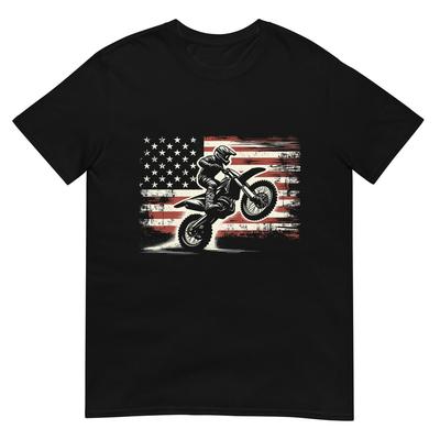 Dirtbike Amerikanische Flagge Motocross Biker Vintage USA T-Shirt, Klein, Schwarz