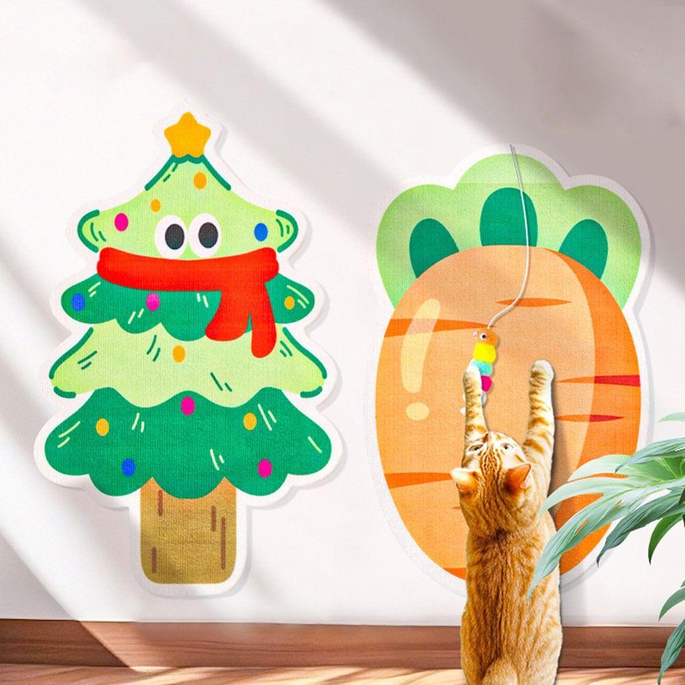 Vertical Cat Scratch Sticker Cartoon Christmas Theme Cat Climbing Mat Wear-resistant Scratch-resistant Cat Scratch Pet Supplies