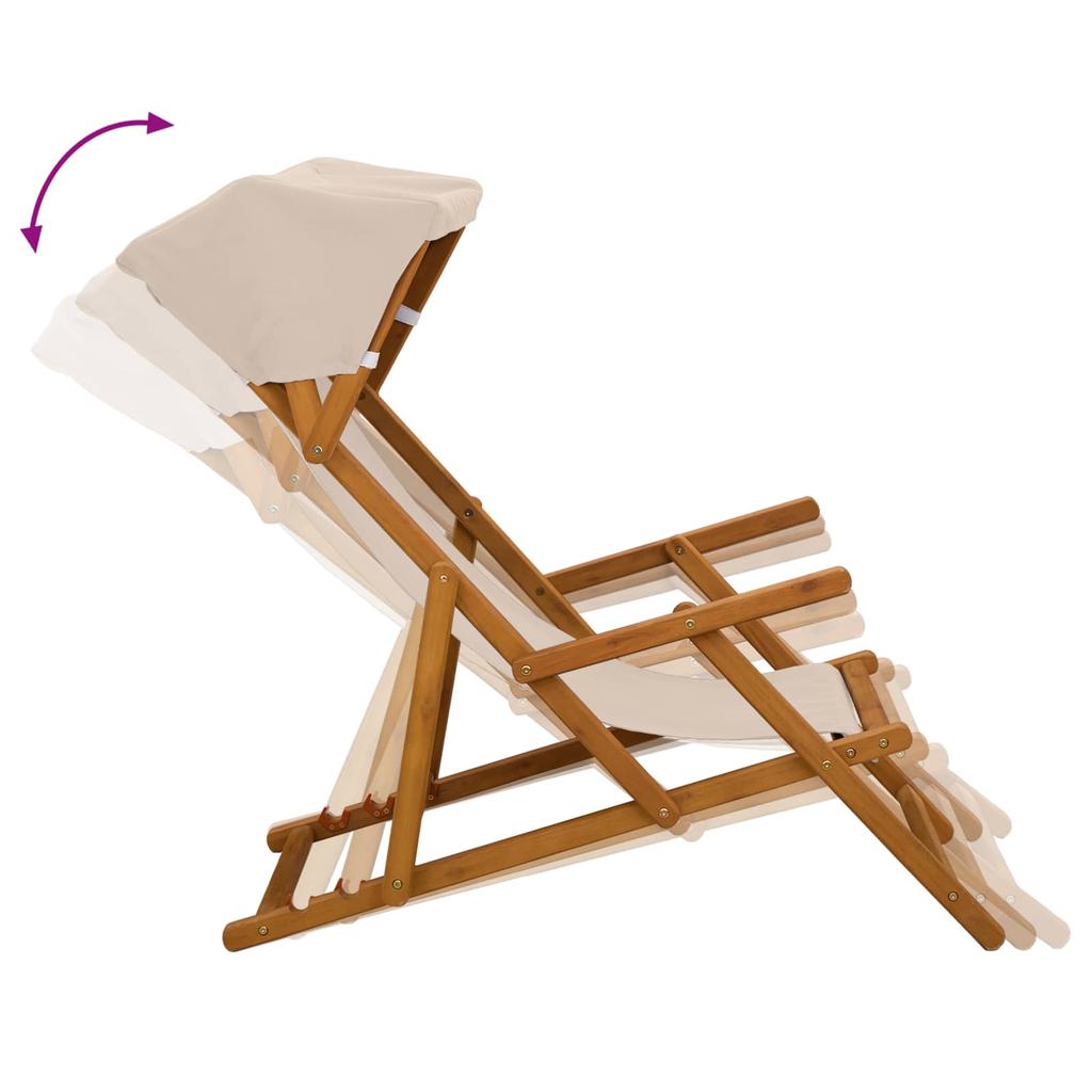 Recliner 3 Positions Solid Eucalyptus Wood Beige
