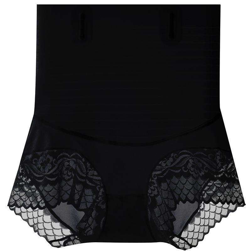 Women High Waist Lace Trim Tummy Control Shapewear Panties M