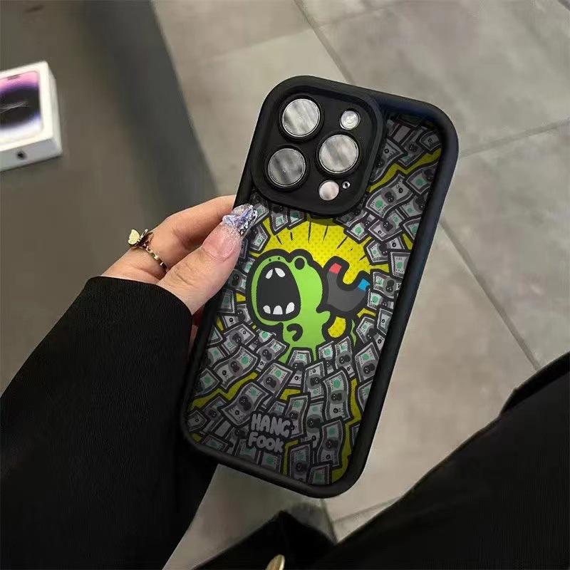 Sucking Money and Shouting Frog Frog Is Suitable for Apple 14plus Mobile Phone Case 13promax Creative 15pro New 12 Soft X