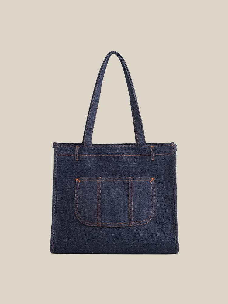 

Korean ins lazy denim canvas bag 2025 new retro versatile commuter large-capacity shoulder tote bag синий