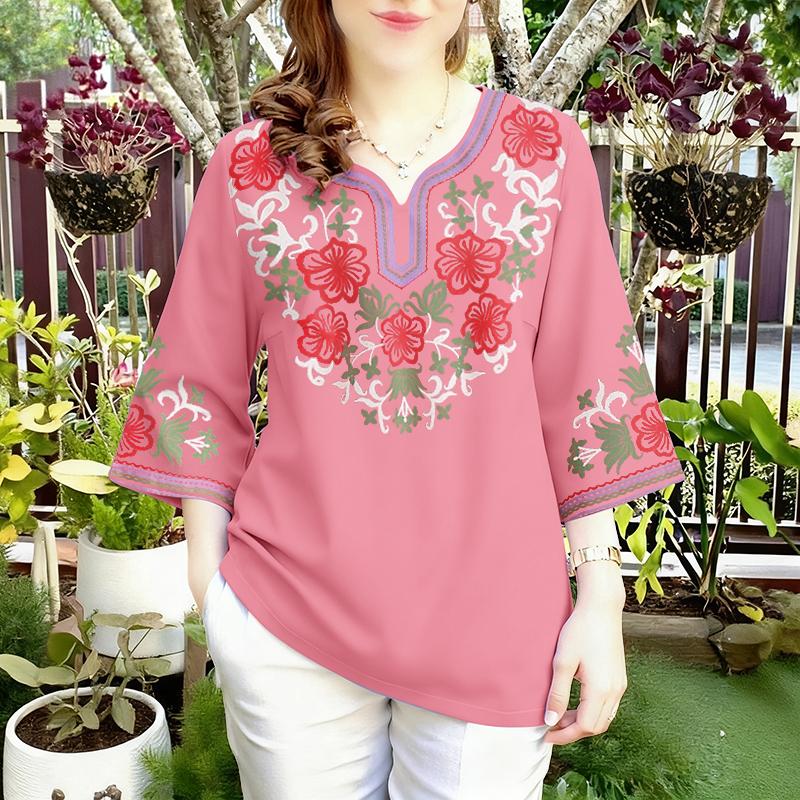 

Жіноча вільна повсякденна блуза ZANZEA з квітковим принтом з рукавом 3/4 5XL