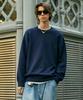 Minimal Project Wool Embroidered Round Knit Mnt103 [Navy]