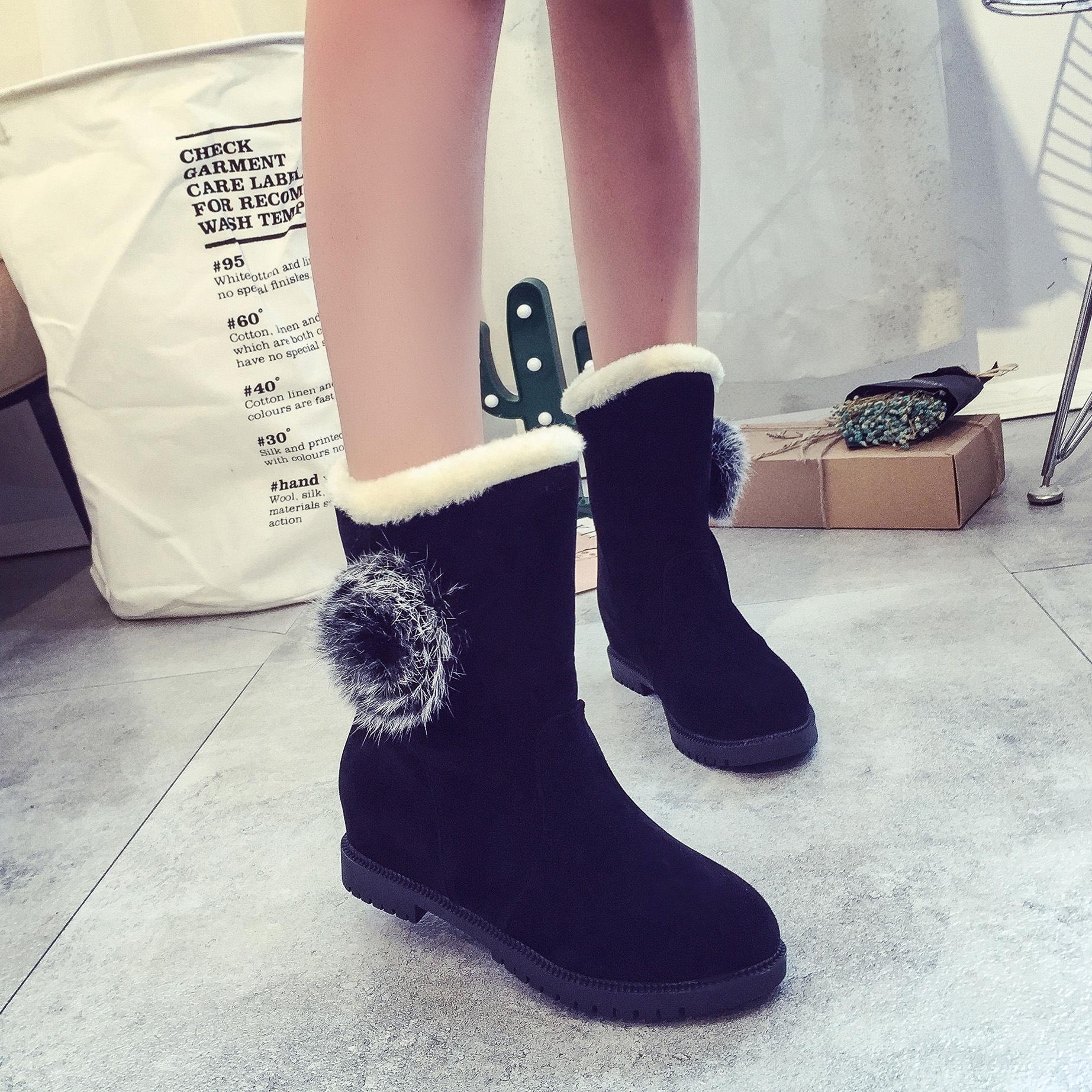 

JF2024 осень и зима новые полусапожки внутри ботильоны на высоком каблуке 9 чёрный