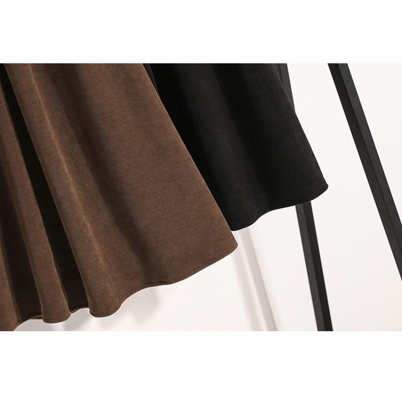 Dimanaf 2025 Autumn Plus Size Long Women Skirts Elastic Waist Oversize Elegant High Waist Skirts A-Line