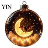 Festive Hanging Decoration Halloween Clear Ball Decoration, Glowing Sphere Ornament with Skeleton, Pendants Pumpkin, Spider Web, Black Cat Decor,