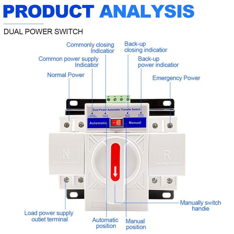 A74E-LYQ1-63/2P AC230V Micro-Type Updated Version Circuit Breaker Dual Power Automatic Auto Transfer Switch Safe And Reliable