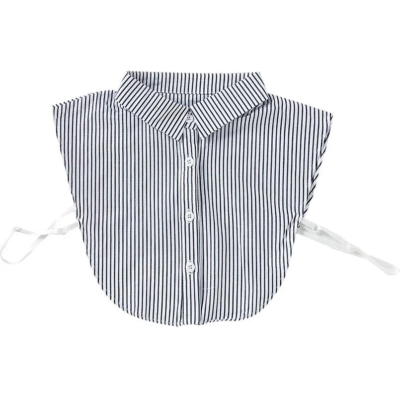 Formal Stripes Detachable Lapel Fake Collar for Women Button Down False Collar Female Removable Half Shirt Blouse Decor