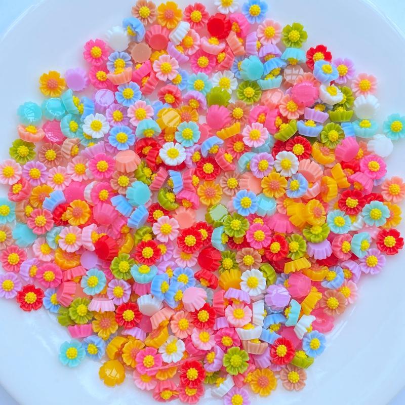 100/200Pcs Resin 3D Colorful Mini Flower Flatback Figurines Scrapbook Wedding Applique Nail Art Decor Crafts