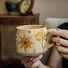 Large Ceramic Coffee Mug 360ml, Cute Cup for Women, Ideal for Tea or Coffee,Hand Painted Floral Design Pottery Mug,1pc