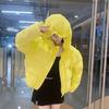 Winter Fashion Loose Women Short Bread Coat with Flower Hooded Warm Thicken Jacket